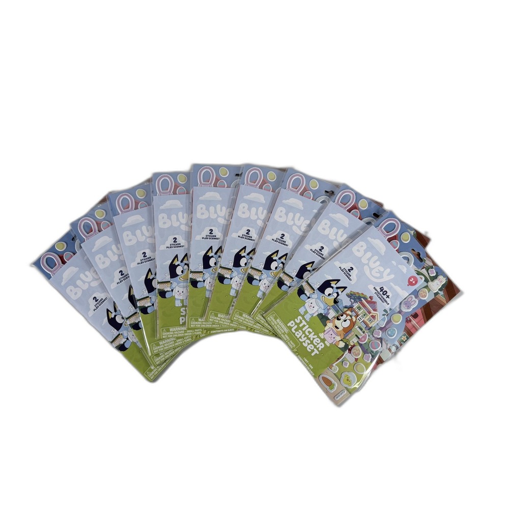 Bluey Sticker Playset Lot of 9 Packs 40+ Repositionable Stickers 2 Play Scenes